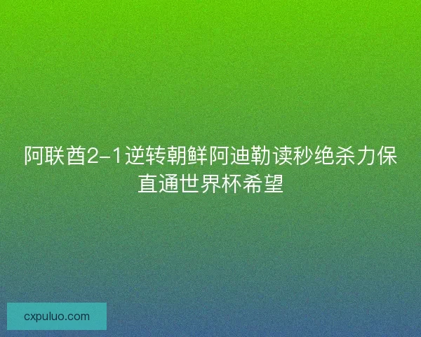 阿联酋2-1逆转朝鲜阿迪勒读秒绝杀力保直通世界杯希望