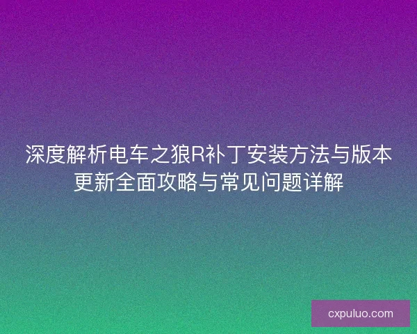 深度解析电车之狼R补丁安装方法与版本更新全面攻略与常见问题详解