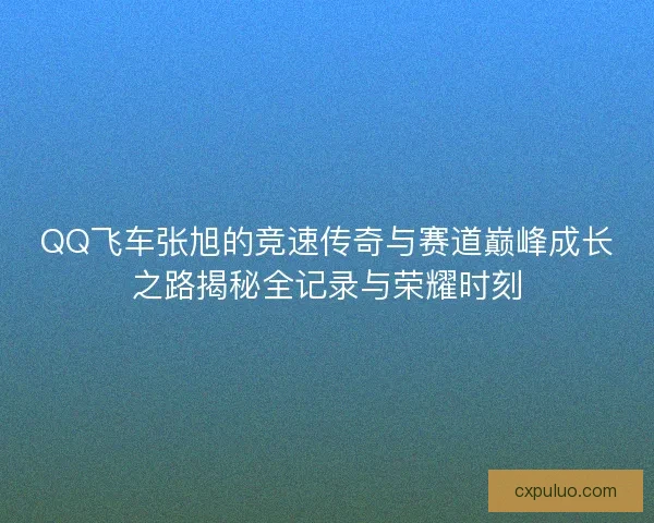 QQ飞车张旭的竞速传奇与赛道巅峰成长之路揭秘全记录与荣耀时刻