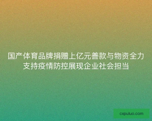 国产体育品牌捐赠上亿元善款与物资全力支持疫情防控展现企业社会担当