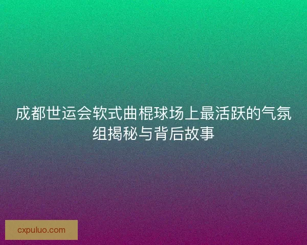 成都世运会软式曲棍球场上最活跃的气氛组揭秘与背后故事